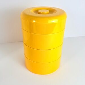 Vintage Crate & Barrel 437-045 Yollow Tiffin Box Storage Box Organizer Sunshine